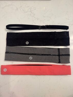 Lululemon Assorted Headbands - Black, Striped, Coral